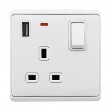 Πρίζα Αγγλίας και Διακόπτης Double Pole 13A με USB Λευκό London 190887/WH